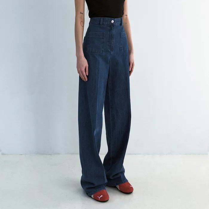 [기장선택] High-rise Wide Straight Denim_Light Blue