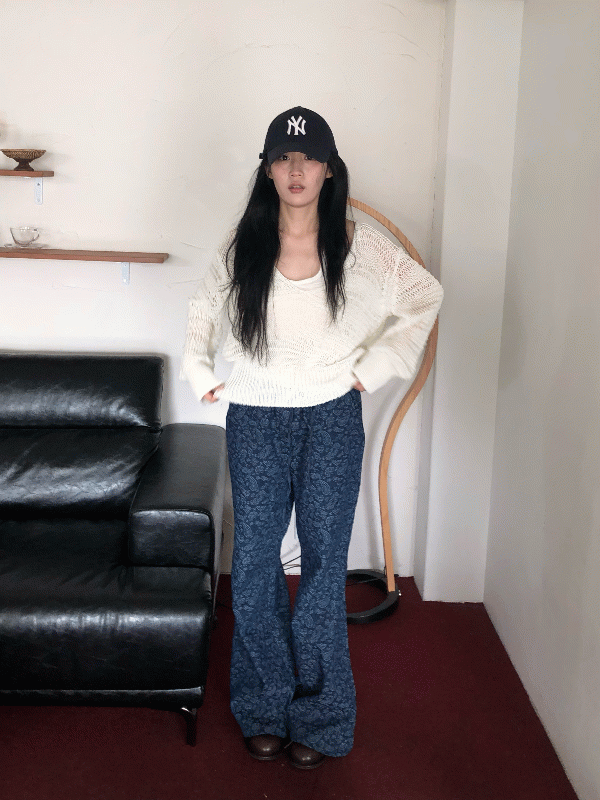 페이즐리 자가드 팬츠