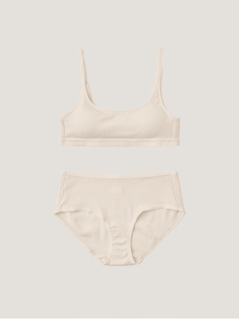 (set) Square ribbed modal bra & panties in Cream_스퀘어 리브드 모달 브라&팬티 크림
