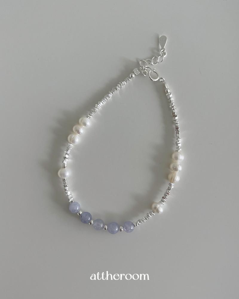 실버925 담수진주 실버 칩 아쿠아마린 원석팔찌