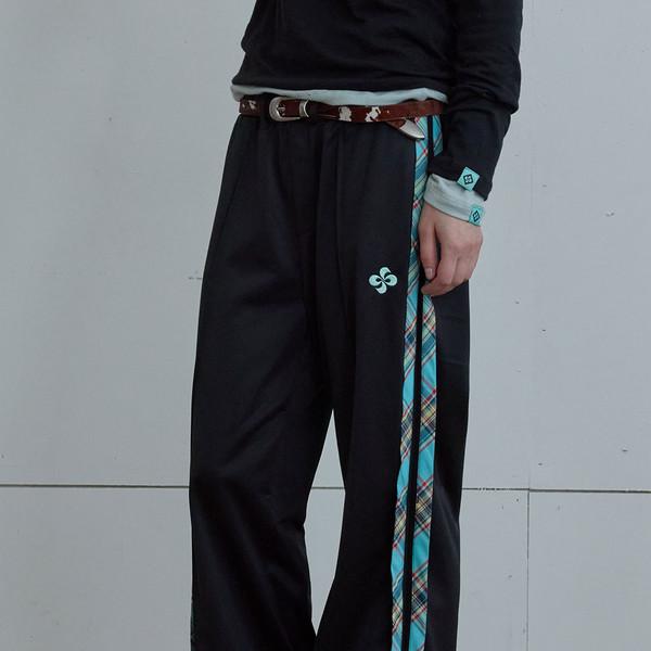 CHECK TRACK PANTS / black