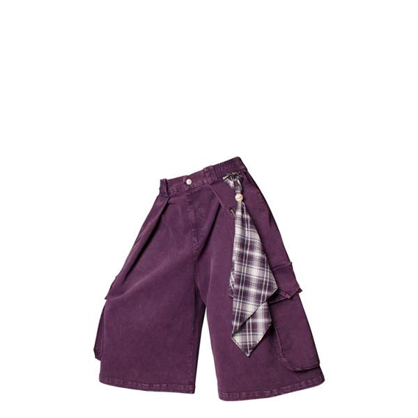 scarf pleated silhouette washed denim cropped trousers