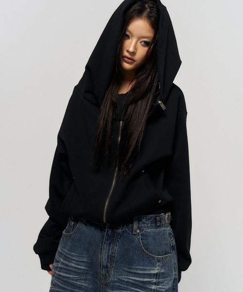 CONVERTIBLE ZIP HOODIE BLACK