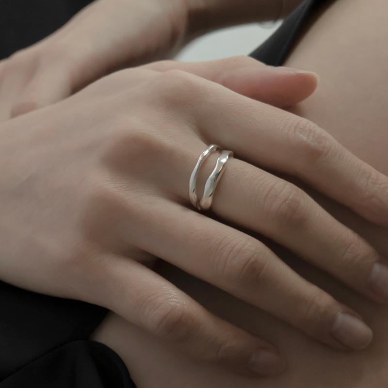 [아몬즈 단독] Texture dual line ring