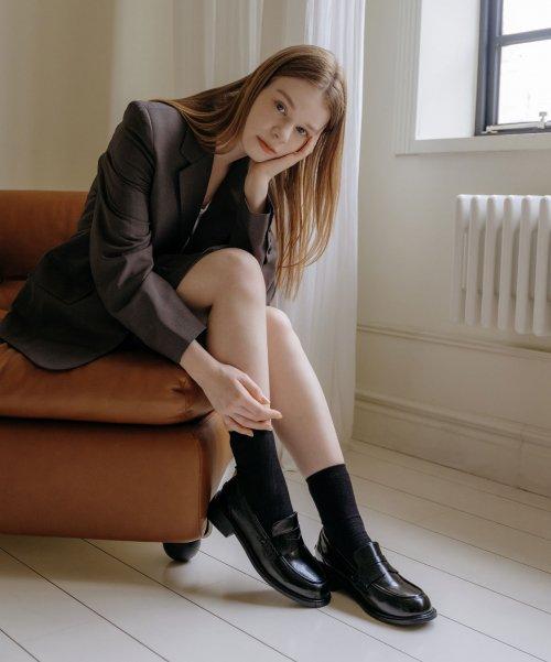 미나 로퍼 글로시 블랙