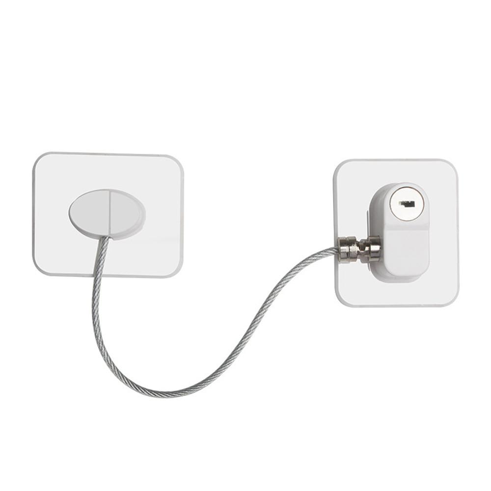 냉장고시건장치 방문 자물쇠 서랍 서랍 캐비넷 잠금 백신 열쇠형 사각 화이트