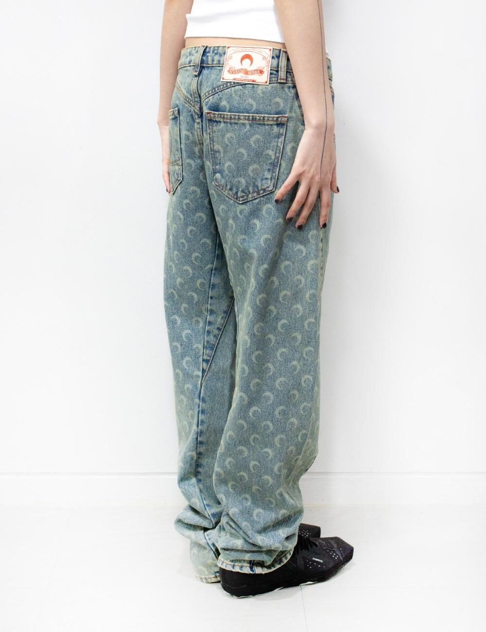 W-MOON LASER DENIM CURVED JEANS_BEIGE