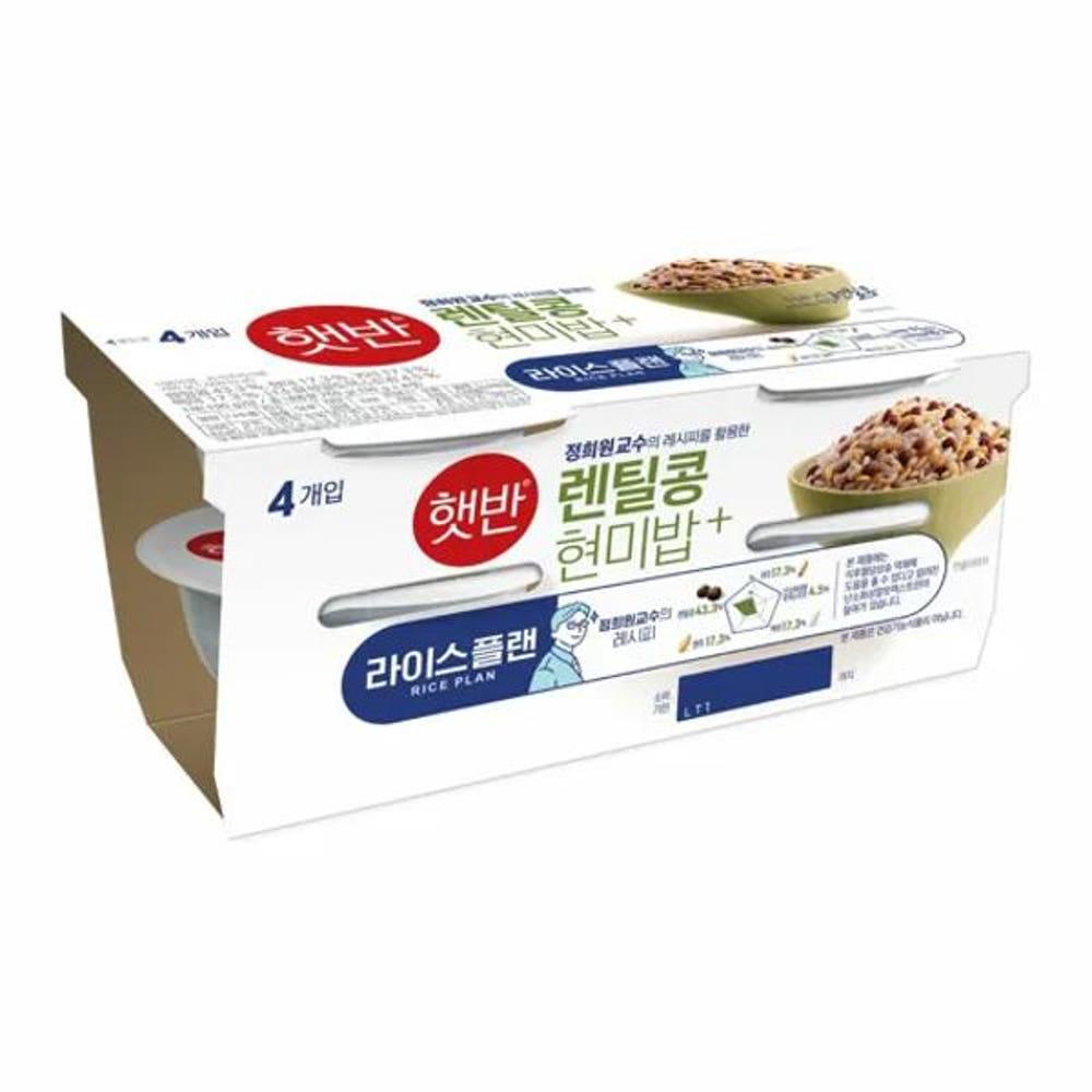 [엄마맛집]라이스플랜 햇반 렌틸콩현미밥(190gx4개) CJ 제일제당 건강한밥 저속노화  혼밥 자취생 아침 한그릇뚝딱 겨울 식재료