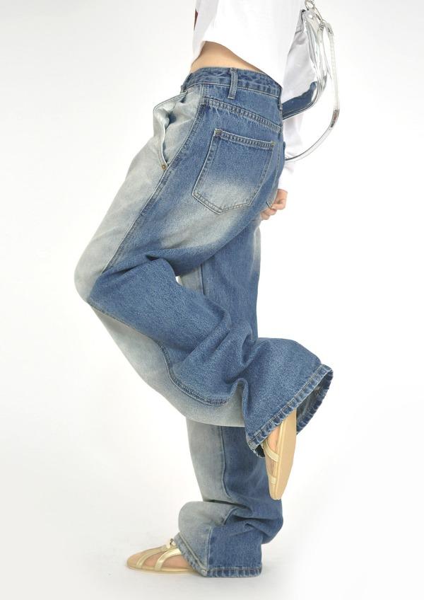 two tone hard washing denim