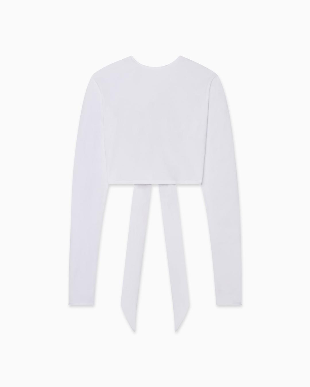 Long Sleeve Wrap Top | White - S