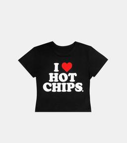 I Love Hot Chips Baby Tee - Black