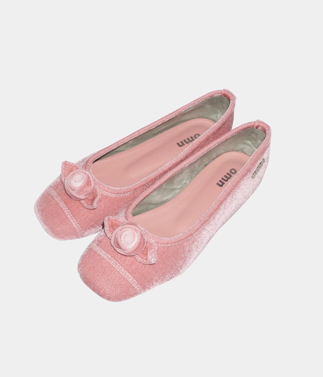 [ Exclusive ] omn Rose Velvet Flat Shoes _Pink