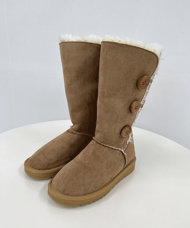 캘리 양털 단추 어그 부츠