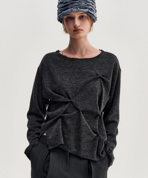 DOZI - Raw Edge Pinched Pullover _ CHARCOAL