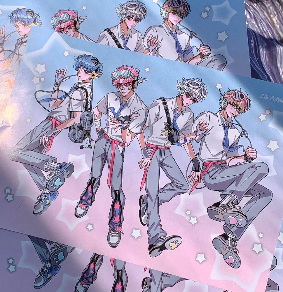 [맹수상점] 아이돌 맹수친구들 단체 A4 포스터