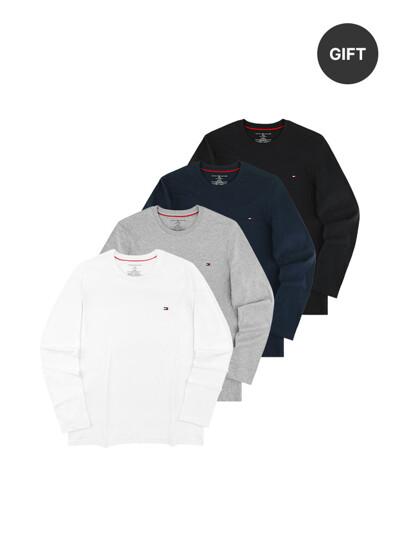 [타미힐피거] 남여공용 스몰로고 긴팔티셔츠 T3118+선물포장세트