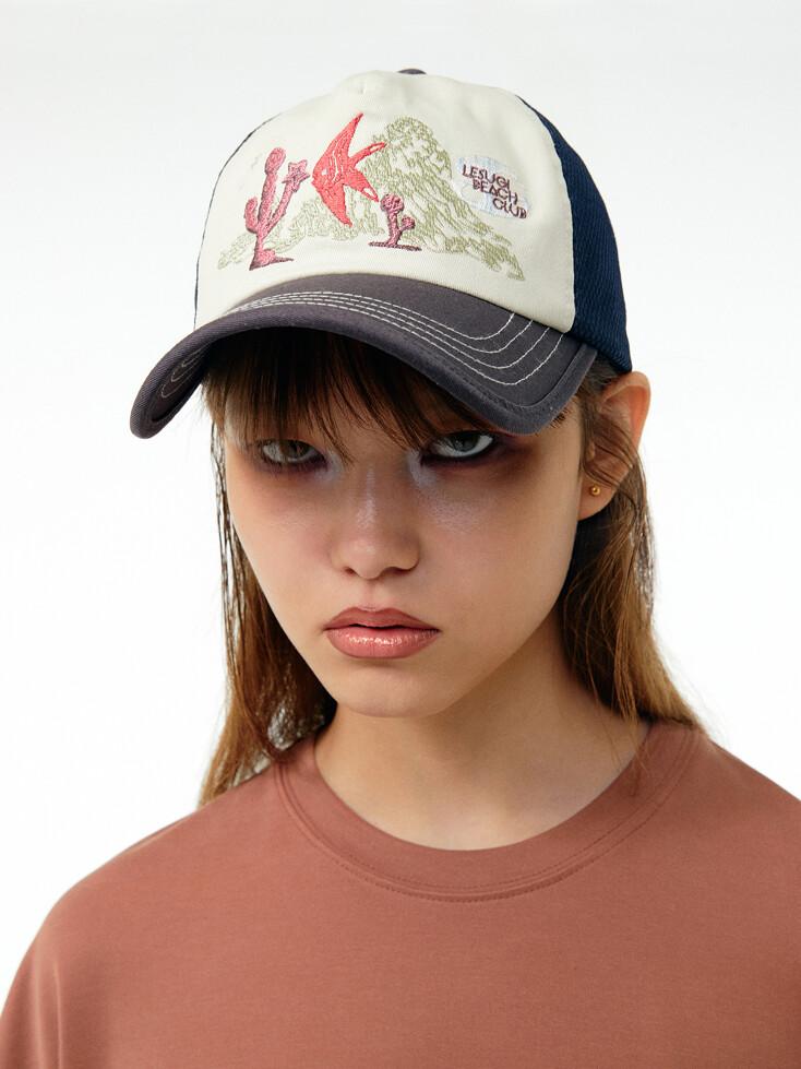 Embroidered mesh cap (Grey)