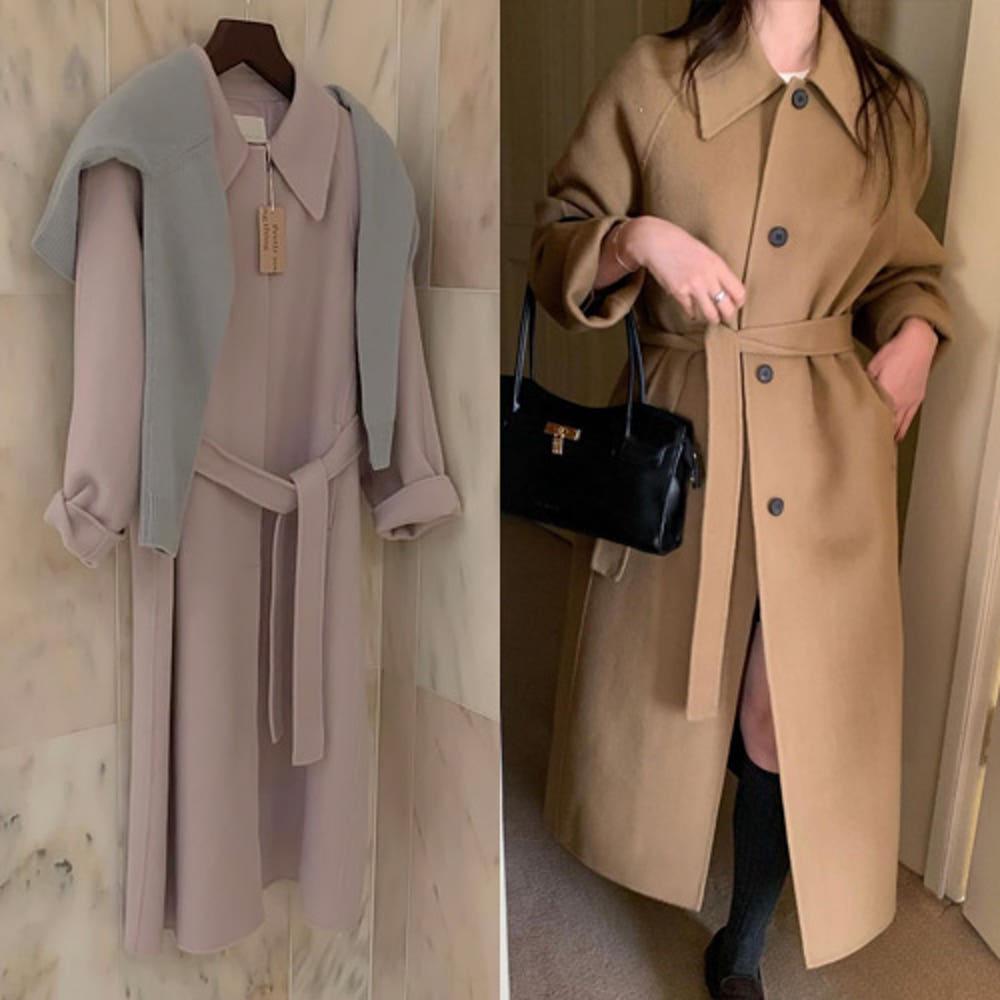 SALE (연보라,네이비당일) 프리티영띵 pyt 히든 싱글 핸드메이드 롱코트