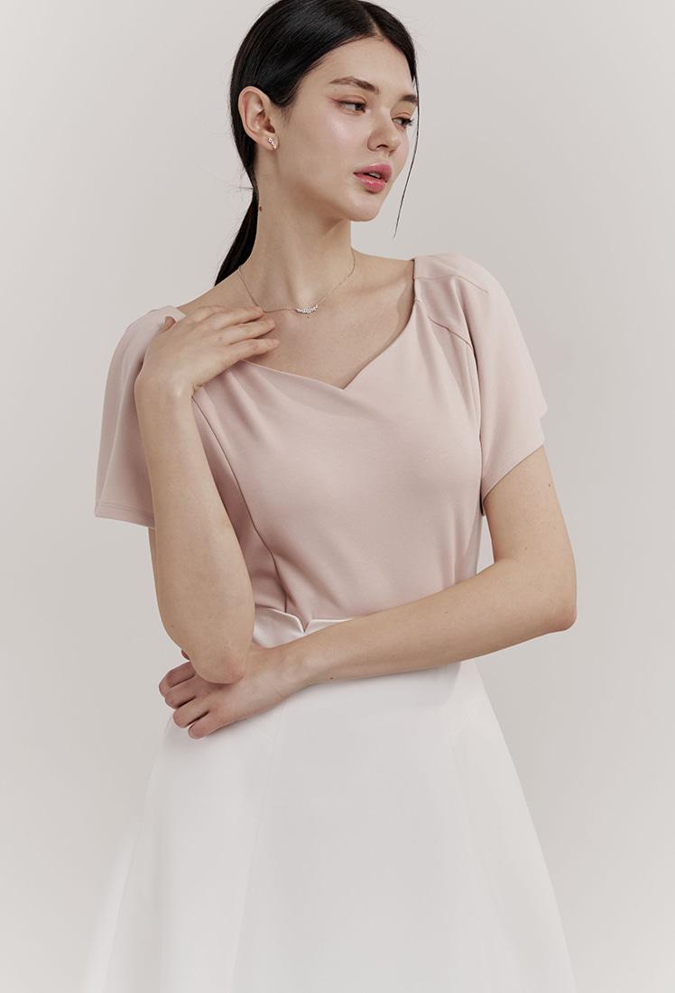 Gia Short-Sleeves Blouse (Pink Beige)