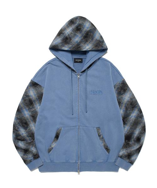 CHECKERED ZIPUP HOODIE (BLUE)