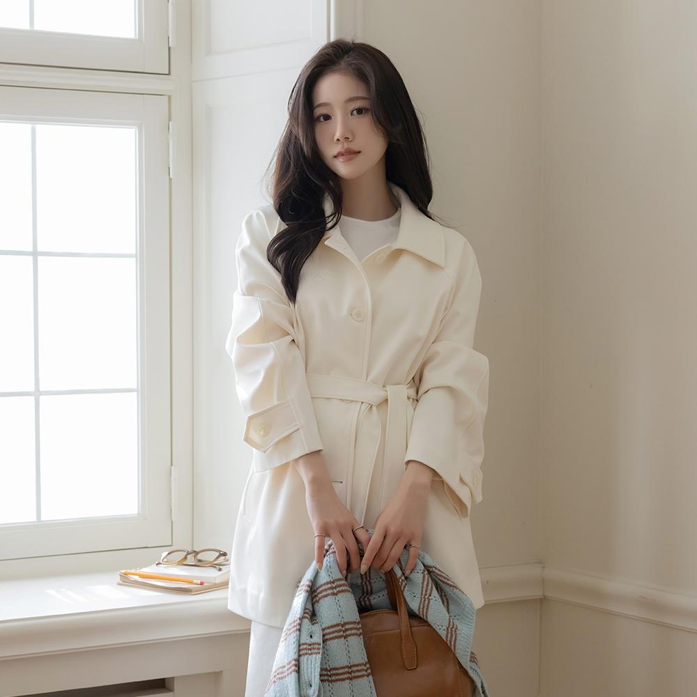 카라넥 래글런 하프 트렌치 코트(+벨트)
