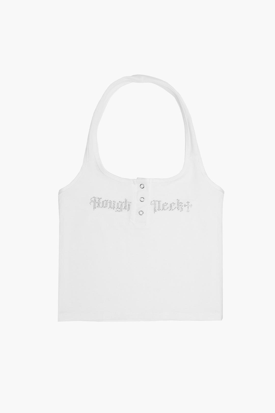 HOTFIX HALTER-NECK TOP WHITE