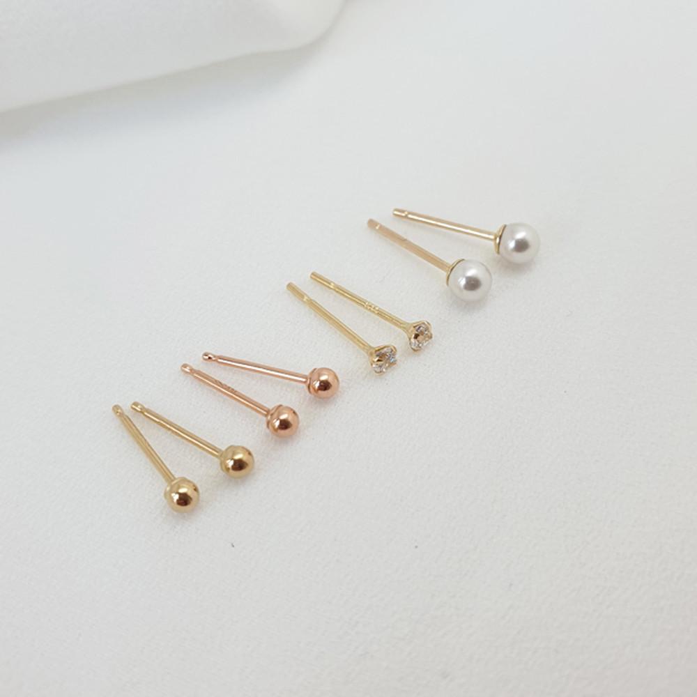 14k 초미니 볼귀걸이 큐빅귀걸이 2mm 진주귀걸이 3mm