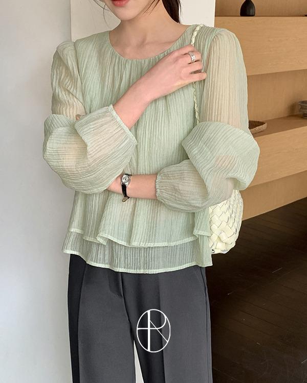 [러블리/하객룩][MADE] 세이 레이어 긴팔 블라우스