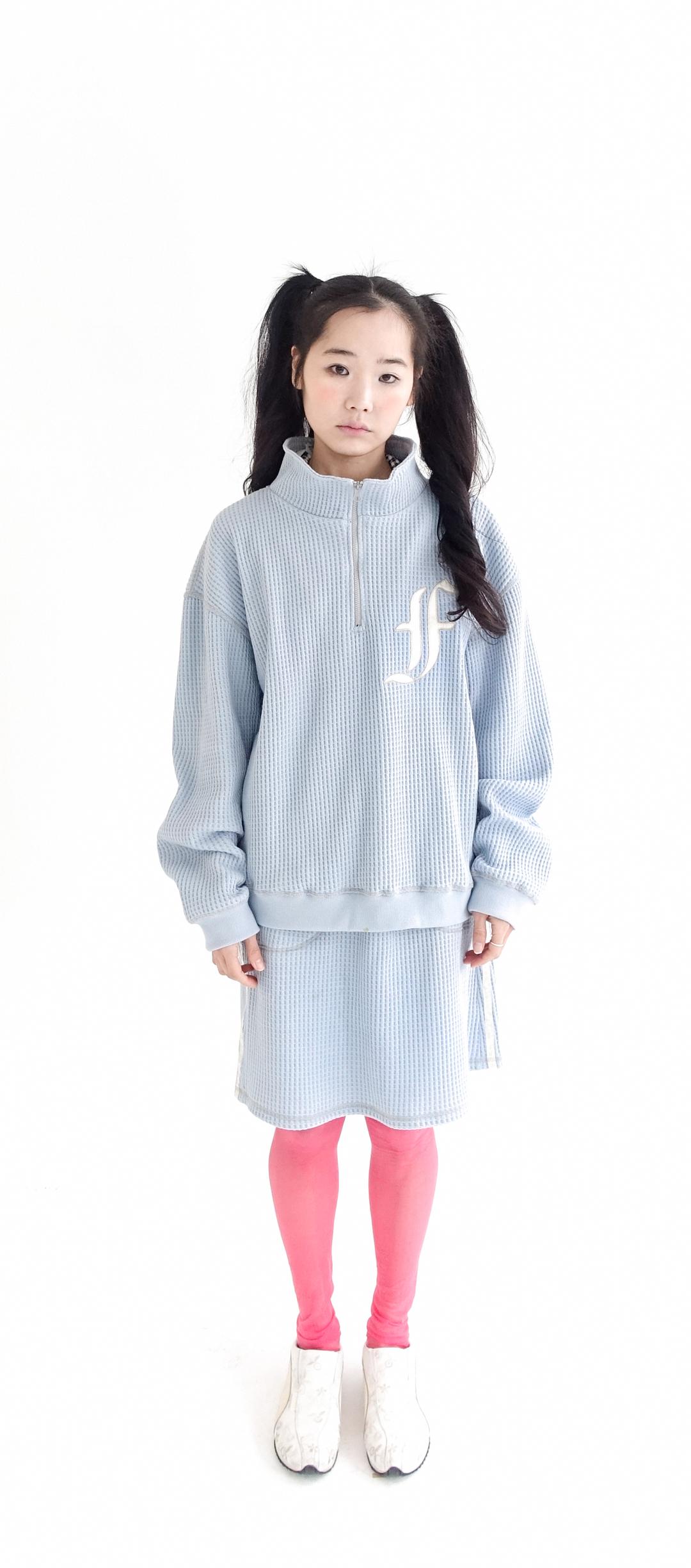 2차★[F.E.E.S] waffle half zip pullover (blue)