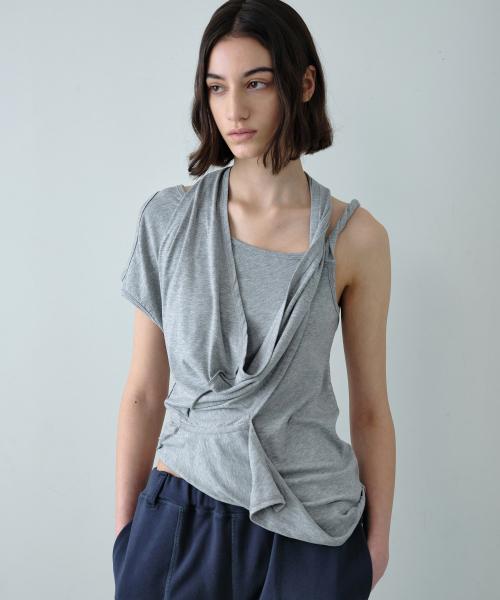 Unbalanced Twist Top / Melange Grey