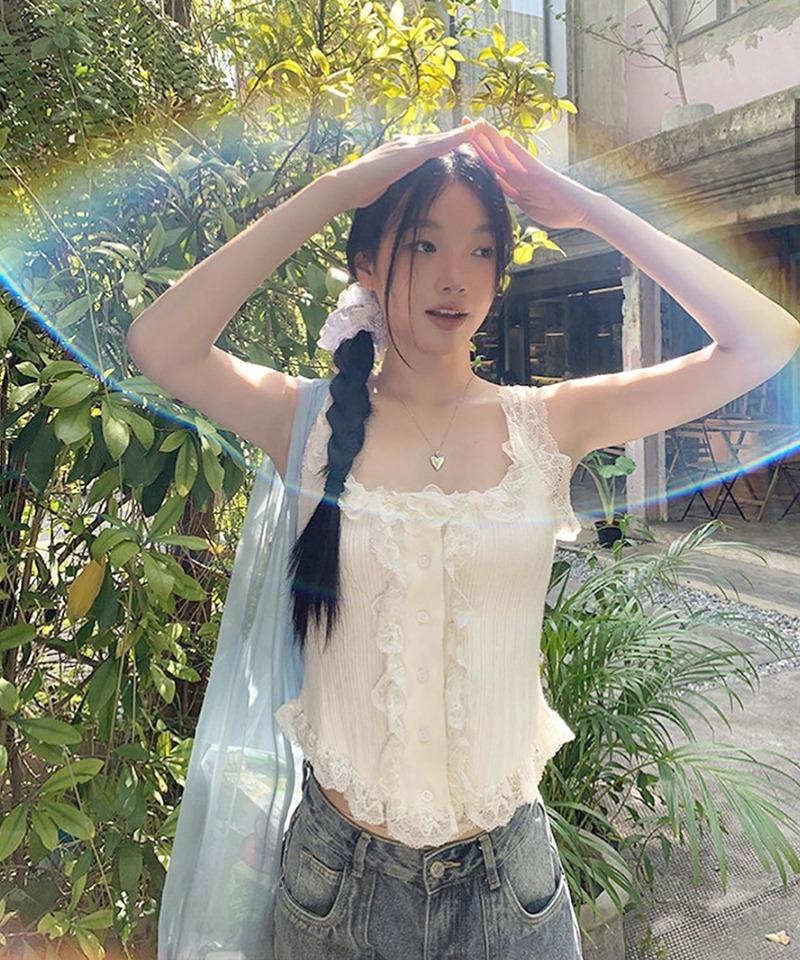 비스코스 레이스 니트 나시탑