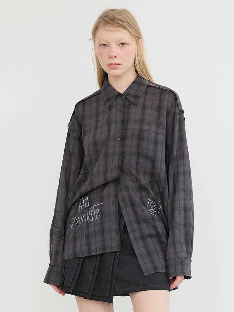 빈티지 프린팅 체크 셔츠 AW5SB22013