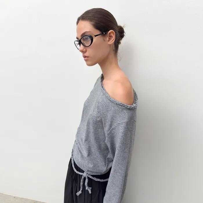 BRAID STRING TOP (melange grey)
