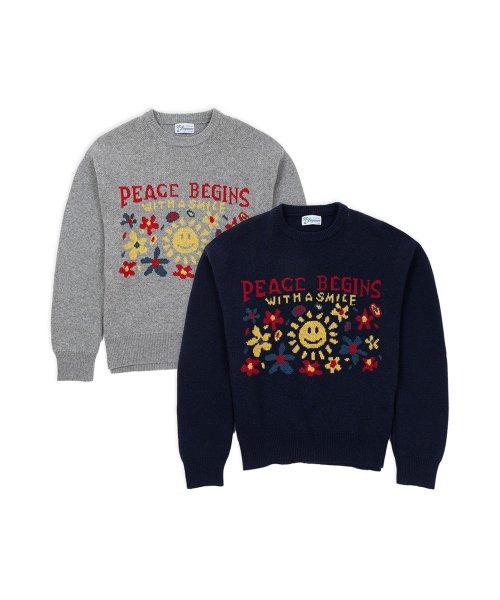 PEACE BEGINS SMILE KNIT (PEONY NAVY / MELANGE)