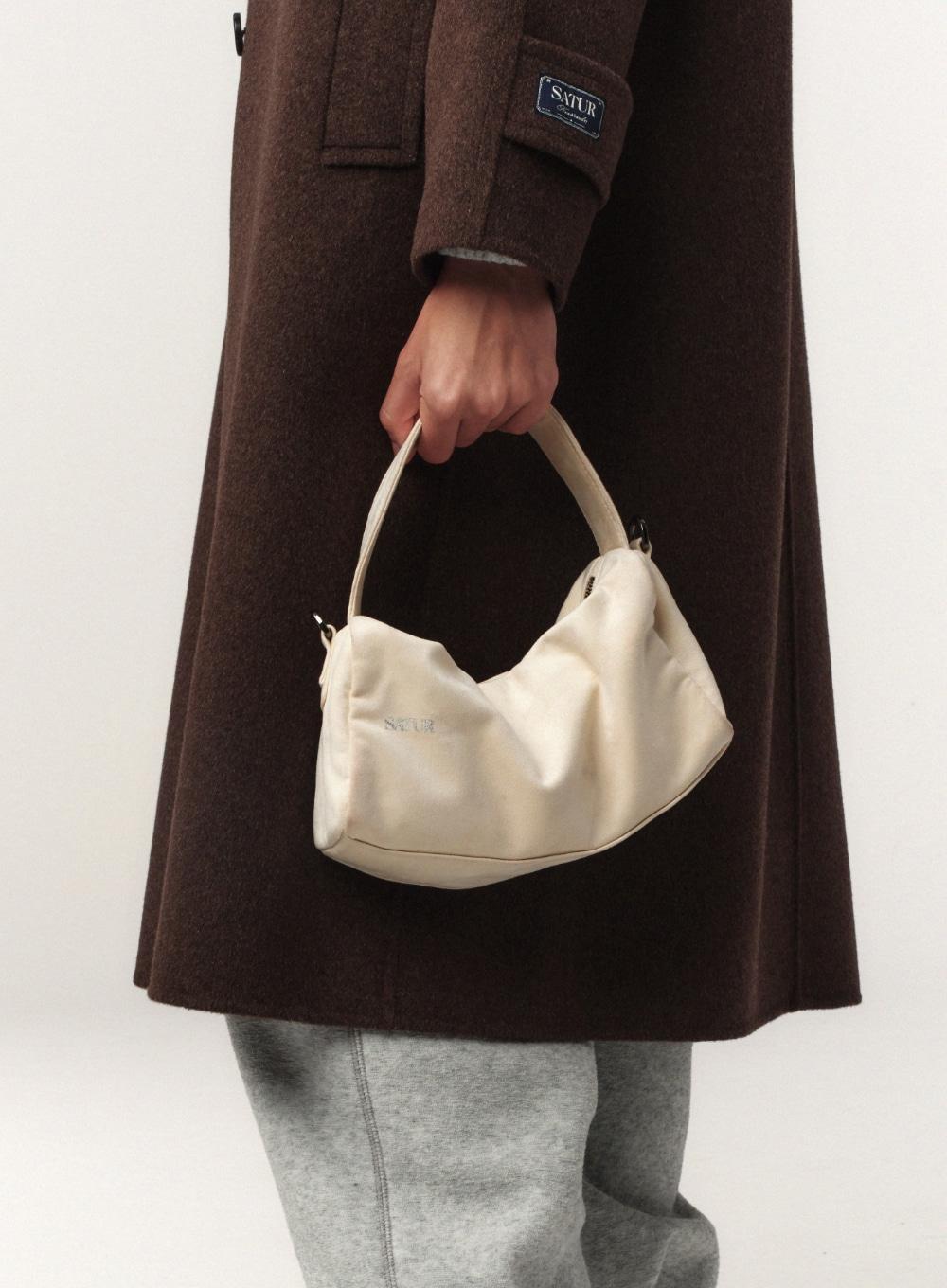 Verona Synthetic Suede Bag - Cream