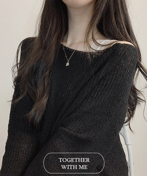 투게더위드미 (살안타템🌊) 몸선 라인 따라 흐르는 핏 이쁜, 오버핏 라운드넥 시스루 그물 여름 부클 긴팔 니트 휴양지룩 블랙 아이보리 베이지 올리브 소라그레이 오렌지핑크