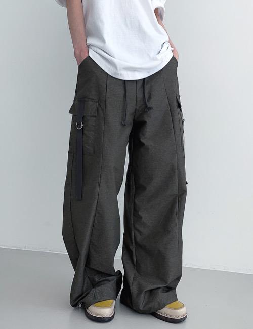 strap ring cargo maxi pants / khaki