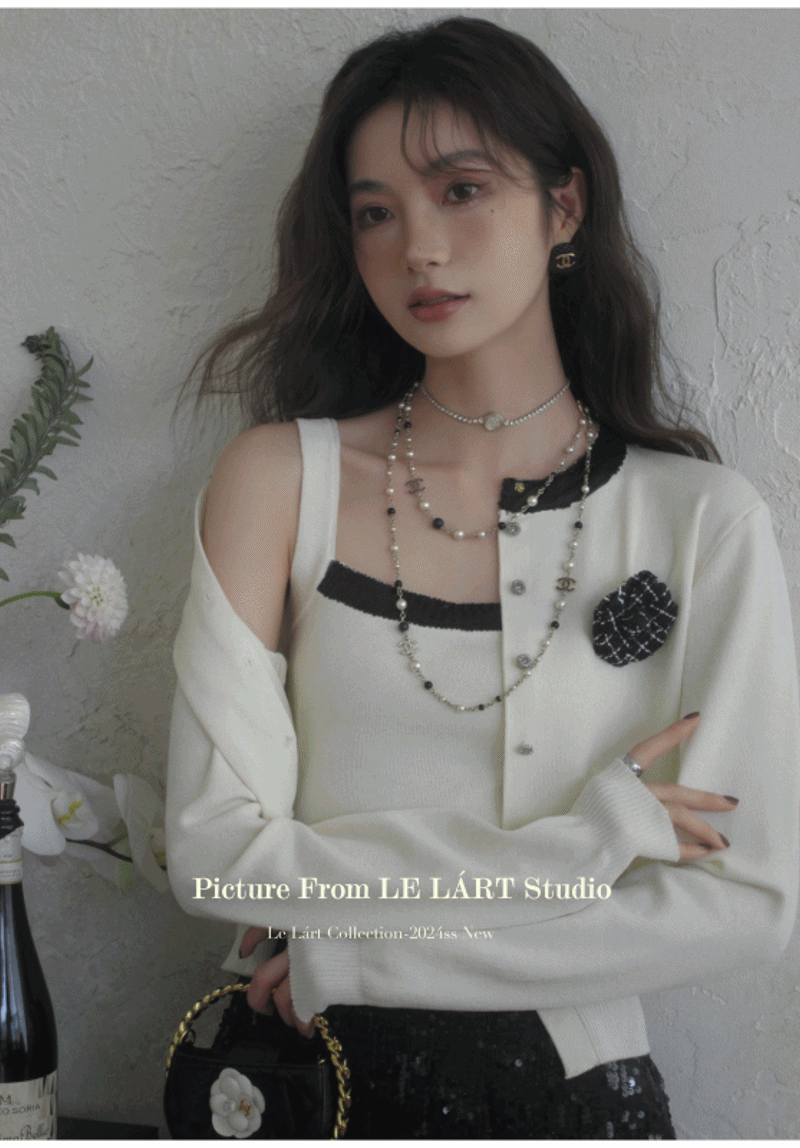 시턴 스팽글 나시 가디건 세트-cd( TH307)