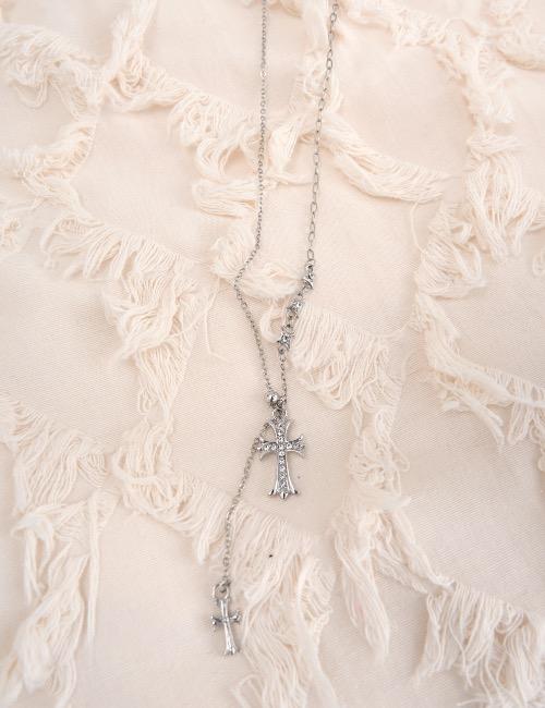 로웨어 bling drop cross necklace
