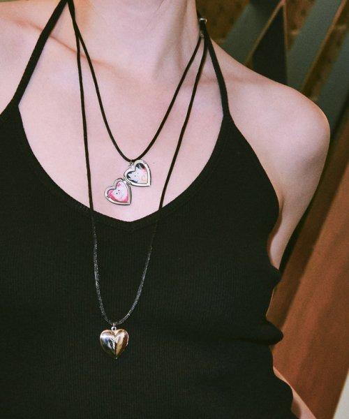 SYMBOL HEART LOCKET NECKLACE SILVER