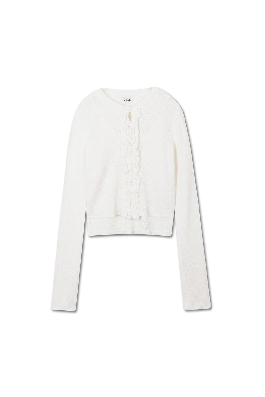 (10/15 예약발송) RUFFLE WOOL KNIT CARDIGAN SET IVORY