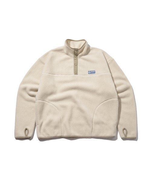 디스커스 애슬레틱(DISCUS ATHLETIC)  로고 오버 핏 플리스 풀오버 아이보리 - 사이즈 & 후기 | 무신사