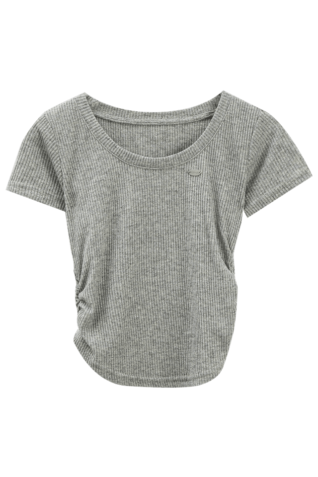 Women's Cinched Waist Round Neck Short Sleeve T-Shirt