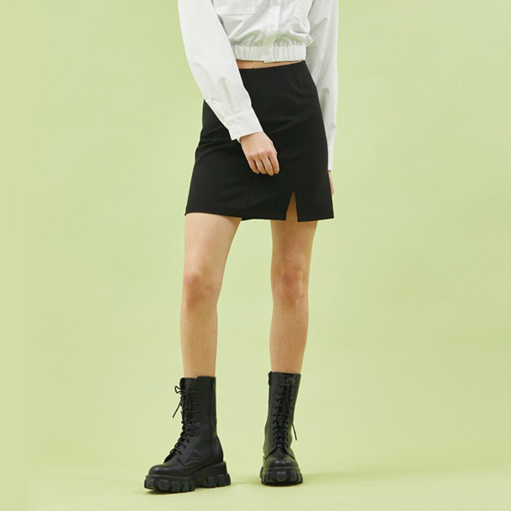 WOMEN 슬림 세미 트임 미니스커트 [BLACK] 치마 ver.