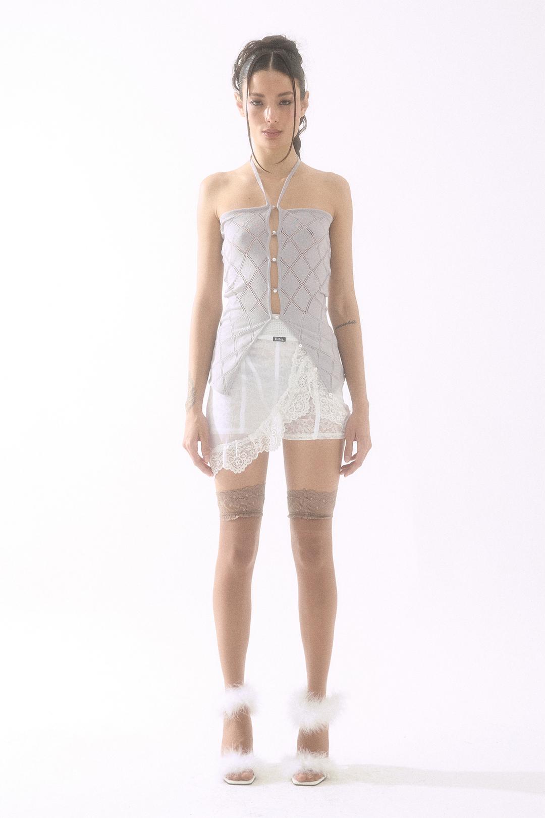 Diamond Halter Sleeveless Light Gray