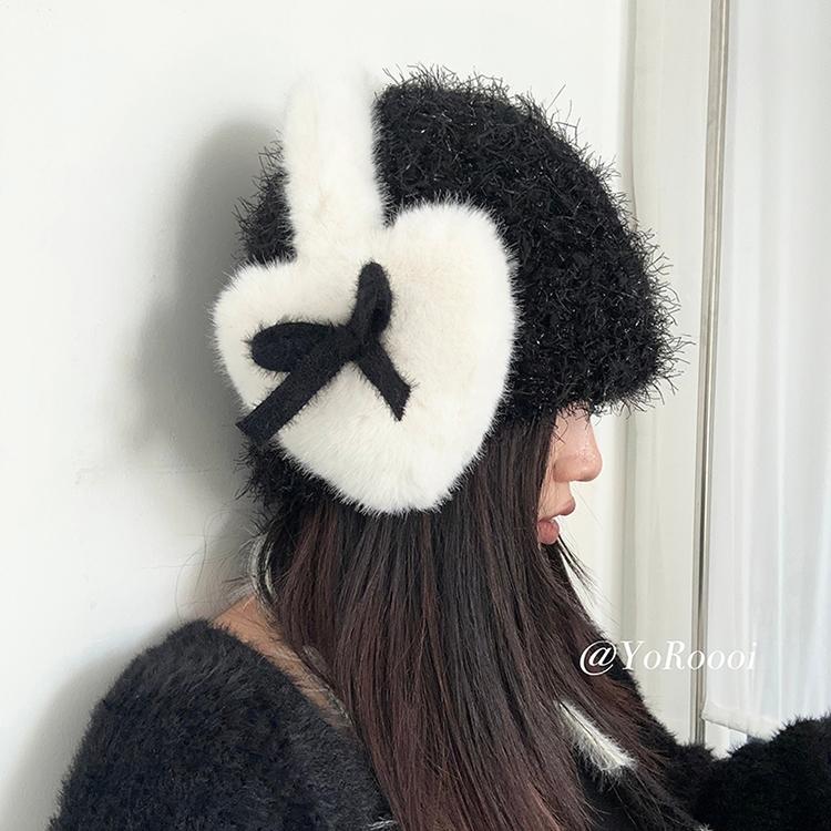 5color fluffy 키치 리본 하트 플러피 귀마개 이어머프