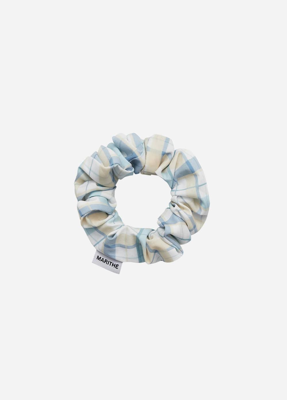 CHECK PATTERN SCRUNCHIE light blue