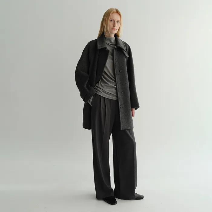 HALF BALMACAAN COAT (CHARCOAL)