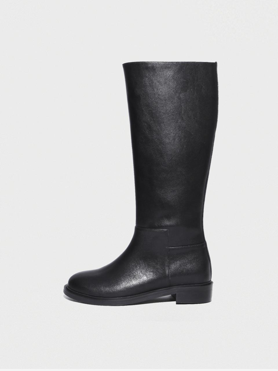 KM011L 핸드메이드 카우레더 클래식 와이드 롱 부츠 천연가죽 ver.ㅣBLACK