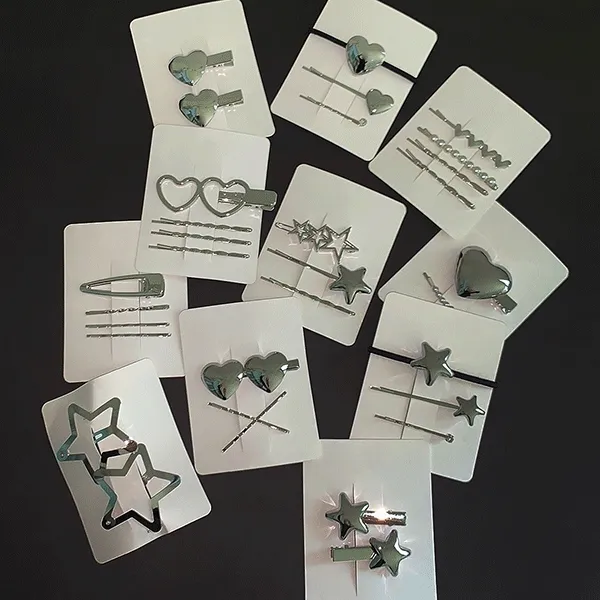 [1+1할인]실버 y2k 헤어핀 11종 모음 set (y2k머리핀,실버핀)